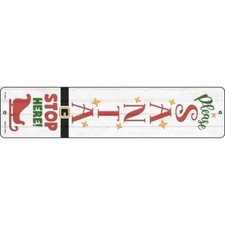 Santa Stop Here Sleigh White 24"x5" Metal Street Sign Home Door Garage Wall