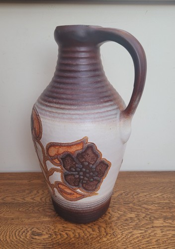 WGP Large Jug Vase Bay Keramik 631-40 Brown Floral Textured Unique - Picture 3 of 7