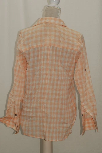 WILLIAM RAST Dalila Plaid Cotton Shirt Peach Parfait Walnut Grove Ging S