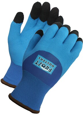 Frost Buster Thermo Blue Latex Winter Waterproof Gloves 3/4 Coated Insulated