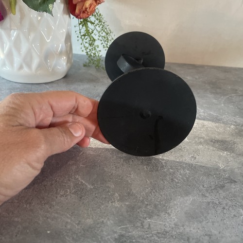 VTG Black Wrought Iron Pillar Candle Holder 6 3/4” Tall Mid-Century Scroll - Picture 10 of 11