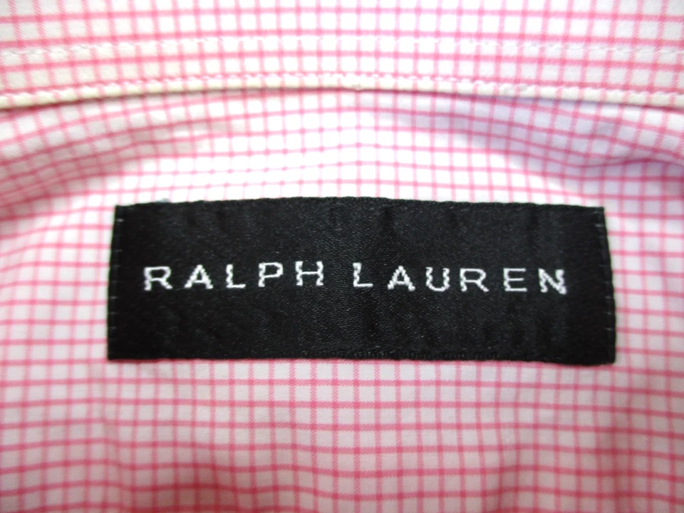 Camisa Ralph Lauren Etiqueta Negra Hombres 15.5 Rosa Cuadros Vestido Corte Abotonado Italia Foto 4 de 4