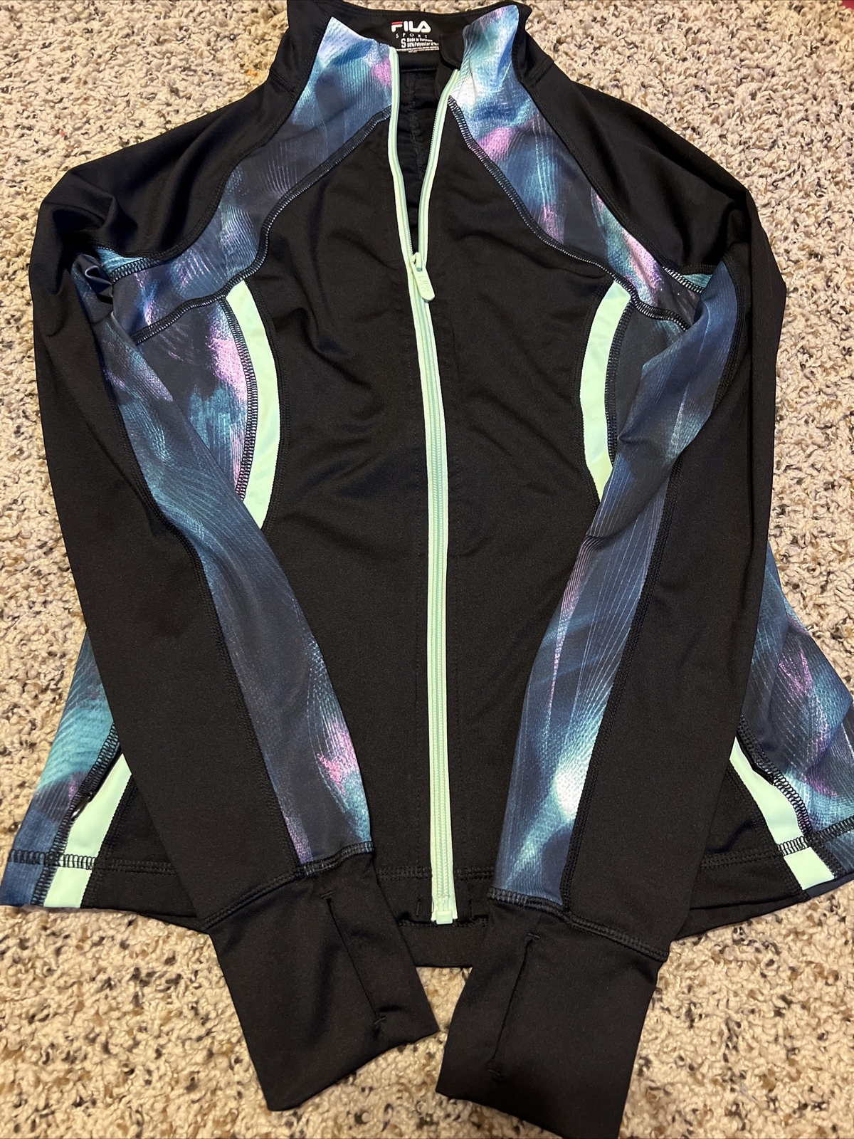 Giacca donna Fila Sport full zip atletica aderente nera taglia small