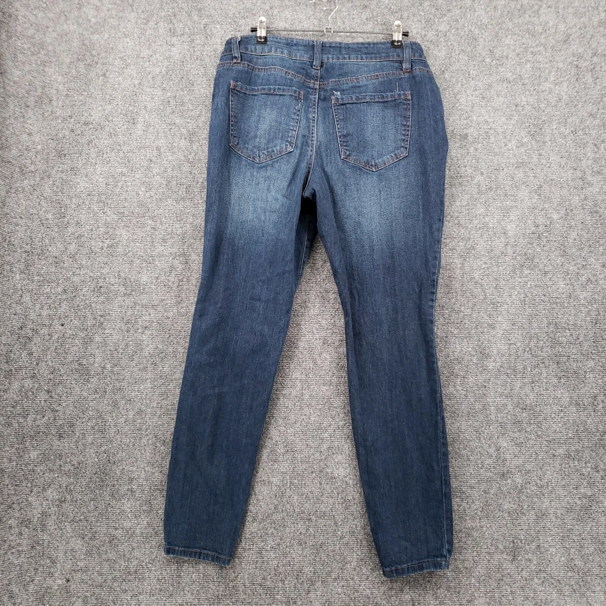 Refuge Jeans Womens 10 Mid Rise Skinny Zip Distressed Medium Wash