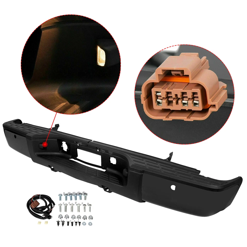 Parachoques trasero negro con orificios de sensor para Chevy Silverado GMC Sierra 1500 2007-2013 Foto 2 de 4