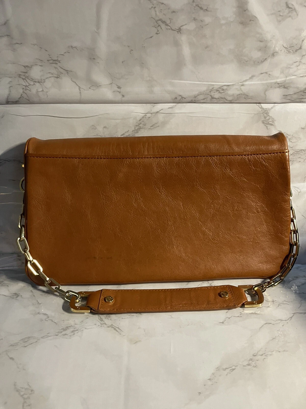 Tory Burch Luggage Brown Leather BOMBE Reva Shoulder Bag Clutch