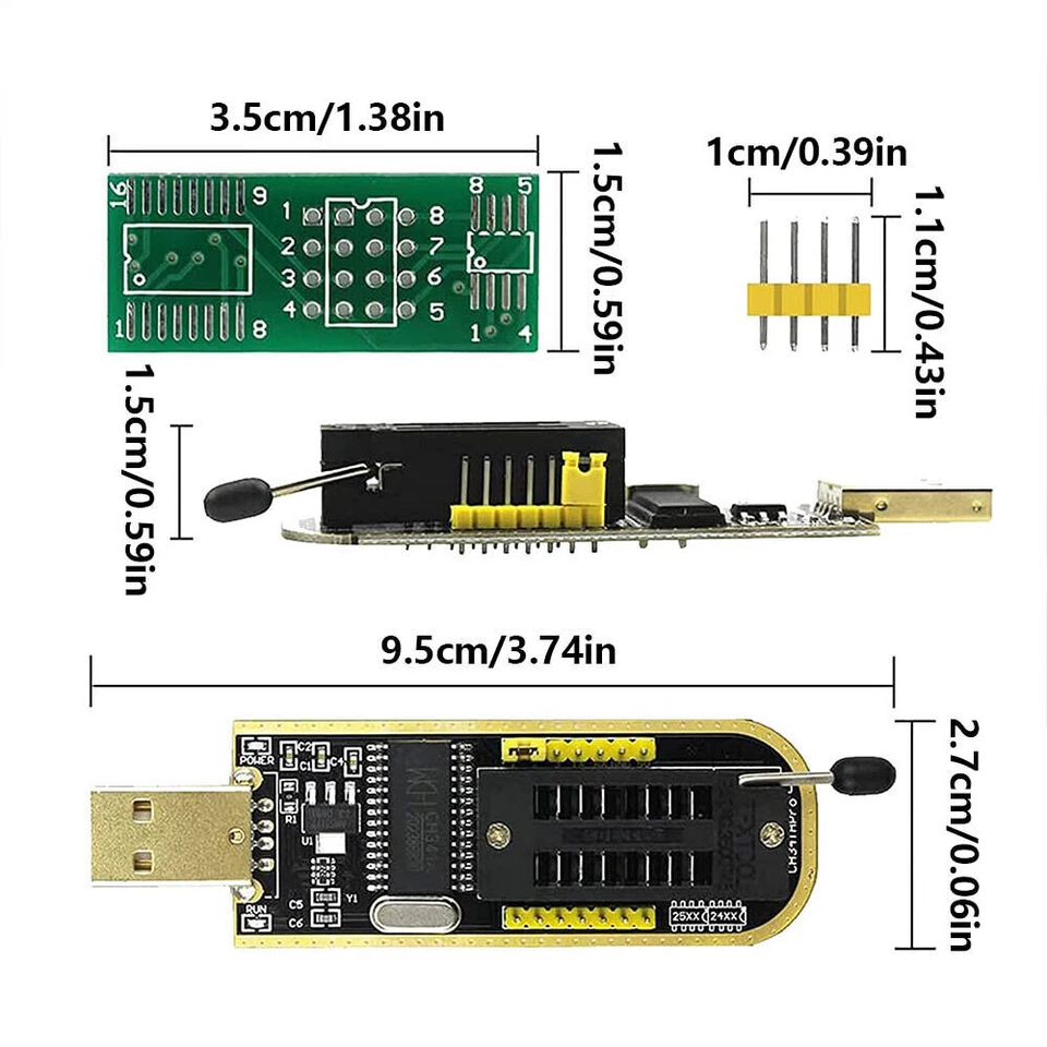USB CH341A BIOS EEPROM Programmer + SOIC8 Clip + SOIC8 Adapter + 1.8V Adapter - image 4 of 4