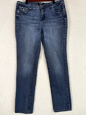 Earl Jean Womens Sz 14 Jeans skinny Cut Denim Bling Jeweled