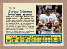 George Blanda '61 Houston Oilers Monarch Corona 20th Century #73 / NM+ cond.