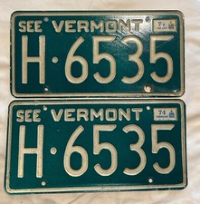 LICENSE PLATES  VERMONT  H 6535