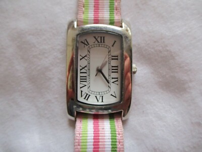 Vintage Pink, Green, & Silver Toned Wristwatch w/ Adjustable Buckle Band Colorful Pink, Green, & Silver Toned Wristwatch w  main image 3