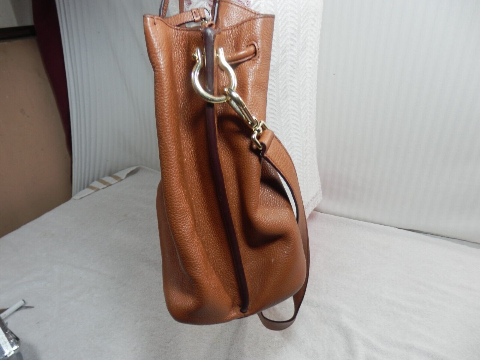 Cole Haan” Pebbled  Brown Leather Tasseled Hobo S… - image 3