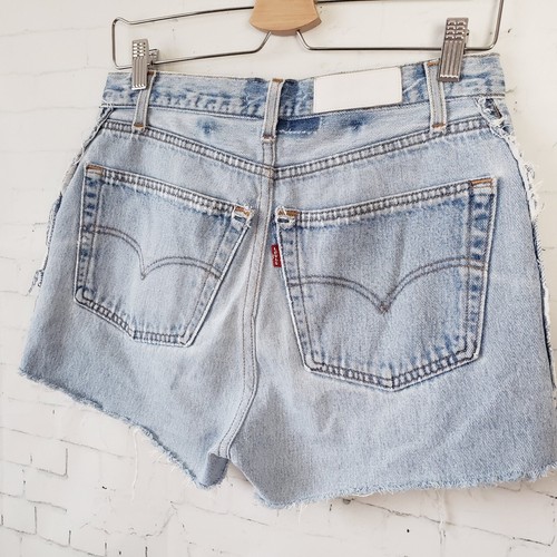 Re/Done Levis Denim Shorts Size 27 Waist Light Wash Exposed Zipper HRSEZ1120896 - Picture 8 of 12