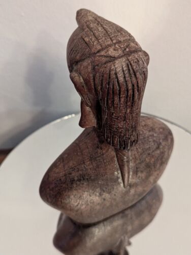 African Tribal Head Bust Of A Male Vintage Wooden Sculpture - Picture 20 of 23