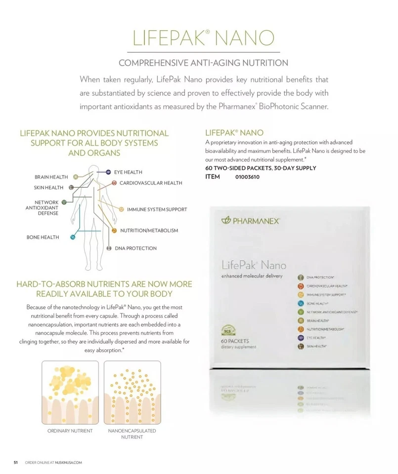 04/26 Nu Skin NuSkin Pharmanex LifePak Nano -60 Paquetes - NUEVO STOCK 04/2026 Foto 2 de 4