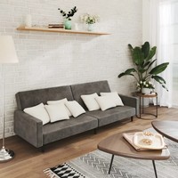 Schlafsofa 2-Sitzer Samt Dunkelgrau Mit Bettfunktion Sofa Couch
