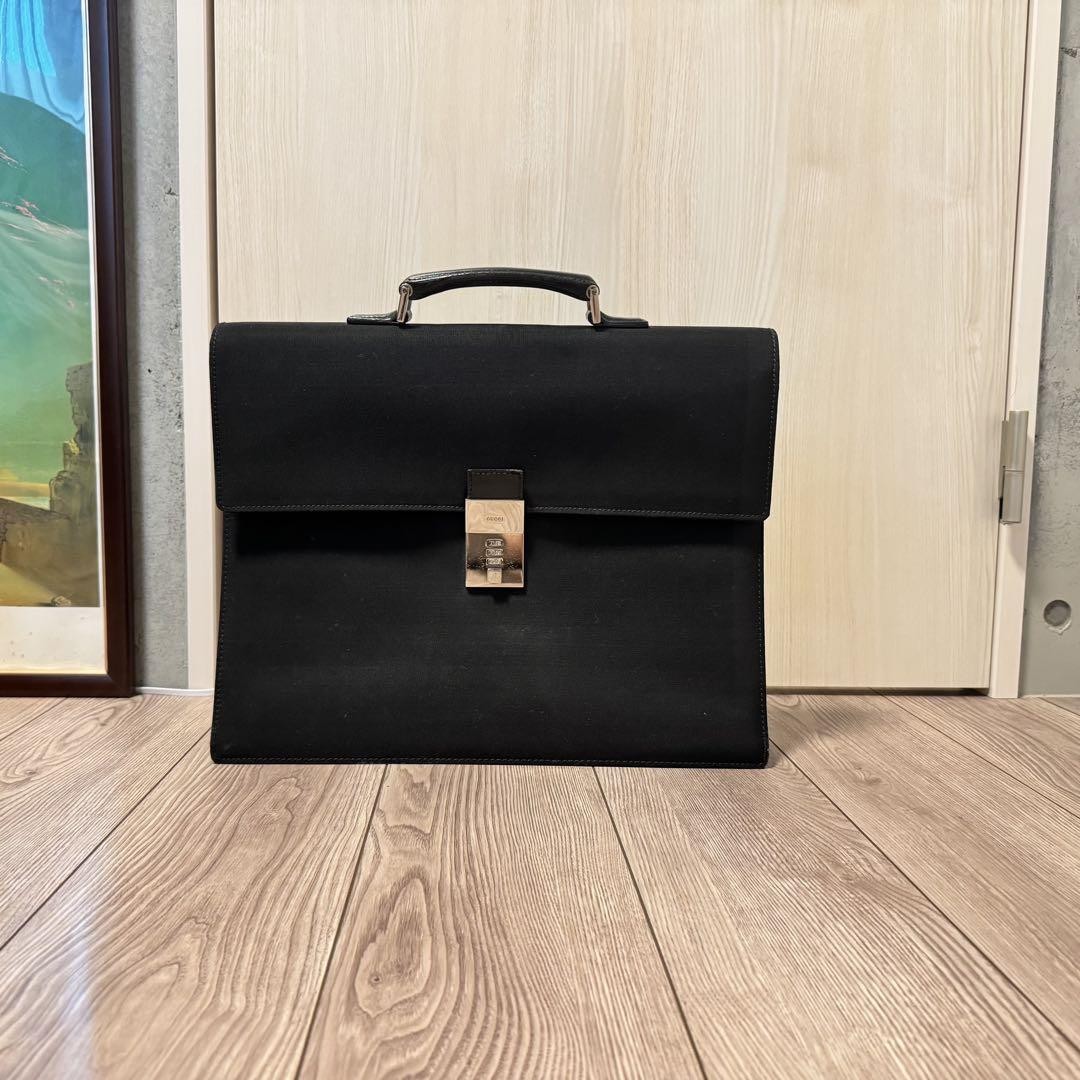 Gucci Vintage Black Nylon and Leather Business Briefcase