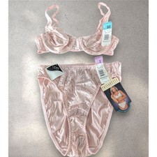 VTG Vassarette 34B / 8 Blush Pink Animal Print Lingerie Set NWT 90s Retro Pin-up