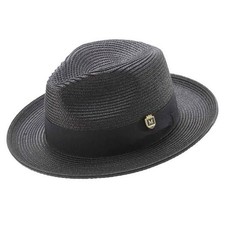Black Braided Wide Brim Pinch Crown Fedora w/ Matching Grosgrain Ribbon Size XL