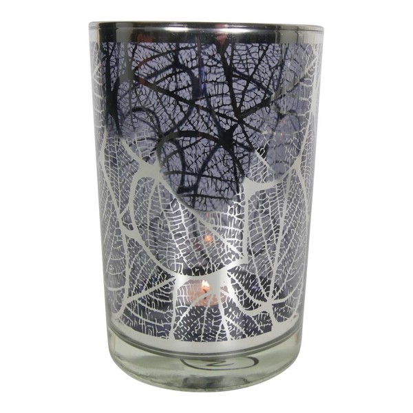 INNA-Glas Teelichthalter Leonille, Schwarz-Matt-Silber-GläNzend, 18Cm, Ø12Cm-image