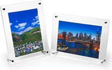 2 Pack Acrylic Picture Frame 6" x9" Desktop Tabletop Photo Frame Wall Mounted...