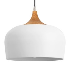 Modern White Pendant Light, Nordic Wooden Dome Minimalist Style Light fixture...