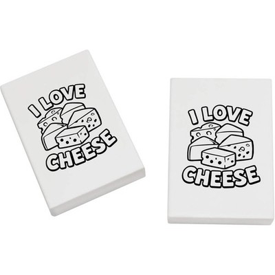 2 Radiergummis/Gummis ''I Love Cheese'' 45 mm (ER00049794)