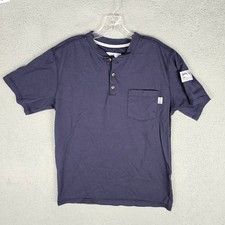 Tyndale Henley Mens Medium Blue FR Flame Resistant Arc Rated Work Shirt J060T