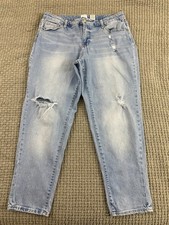 Time And Tru High Rise Tapered Distressed Womens Jeans Blue Size 14R