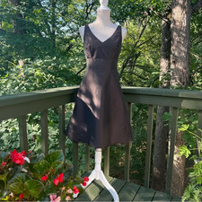 Ann Taylor A-Line Classic Cocktail Espresso Brown Taffeta Dress Size 2