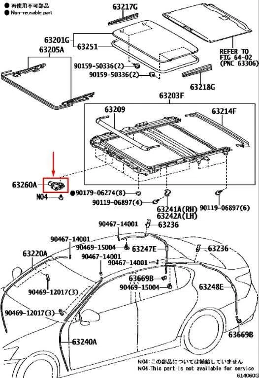 Lexus GS350 2013-2020 techo corredizo techo corredizo motor 63260-30190 OEM Foto 2 de 4