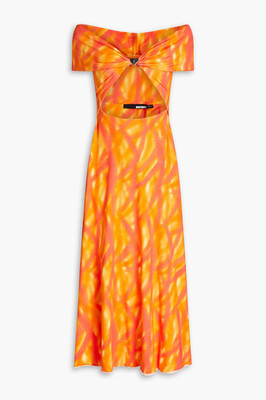 ROTATE Birger Christensen Jersey Off Shoulder Midi Dress, US 4, Heart Clasp NWT