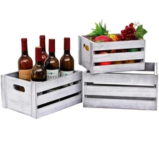 New Best Storage Crates 3 Pcs Wooden Decorative Boxes,Nesting Container Rustic