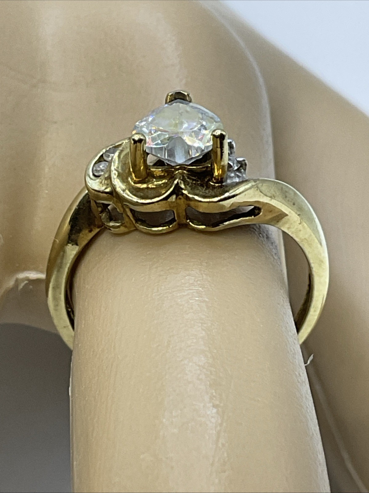 VINTAGE HANDMADE Solid 10K Yellow Ring Mystic CZ … - image 8