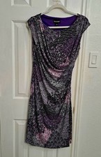 EXC Cute Womens Paisley Print Ruching Wrap Stretchy Dress Sz 8
