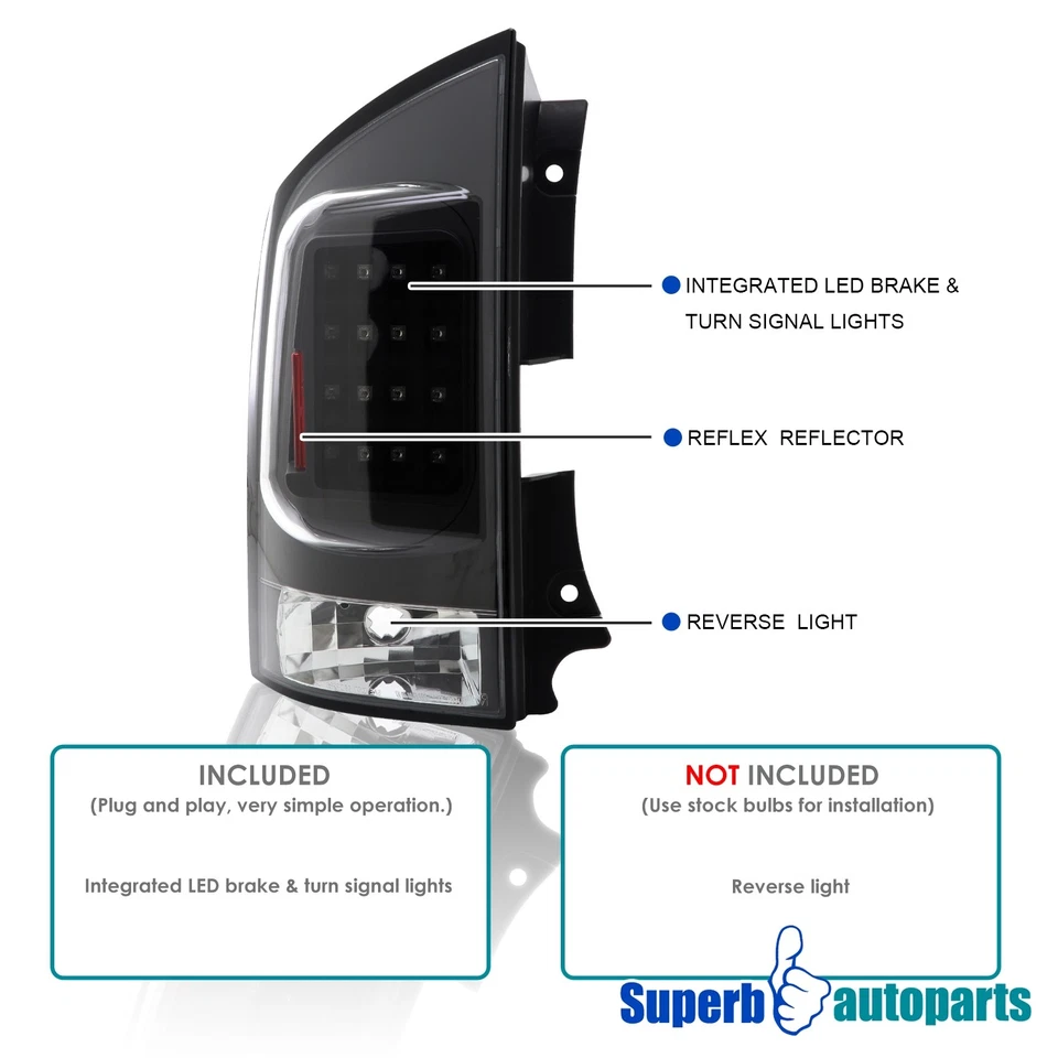 Fits 2005-2015 Armada All Black Style LED Brake Tail Lights w/ Signal Lamps - Image 3 of 4