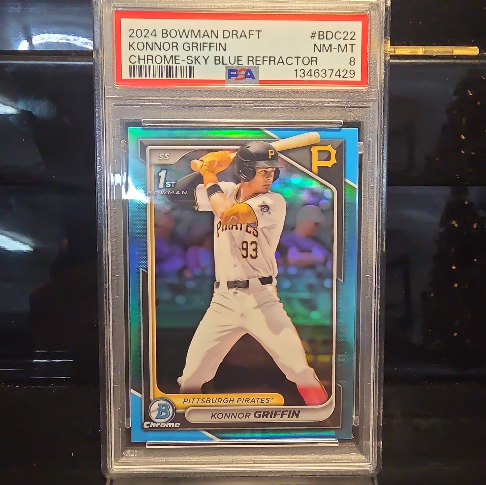 KONNOR GRIFFIN SKY BLUE REFRACTOR 2024 BOWMAN DRAFT CHROME #BDC-22  PSA 8