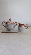 Japan lusterware orange/blue cream and sugar 