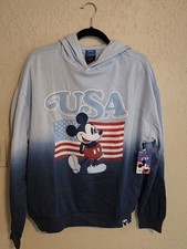 NWT Disney Mickey Mouse USA 250th Anniversary Gradient Hoodie Blue Ombre X Large