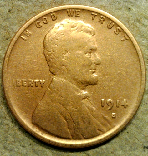 1914 S American Cent Circulated Brown San Francisco Mint Lincoln Wheat Penny