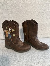 Disney Toy Story Woody Bullseye Cowboy Boots Side Zip Brown Toddler Boys Size 11
