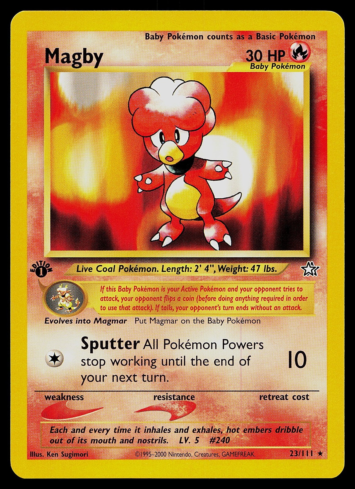 Pokemon Card - Magby Neo Genesis 23/111 Rare 1st Edition
