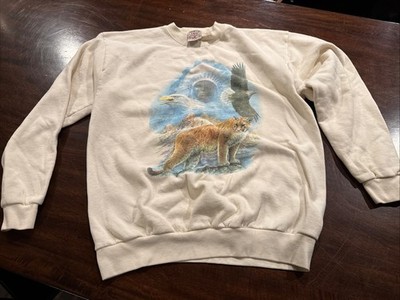VTG Valorie Sockwell Sweatshirt Size L Nature Eagle Cougar Native