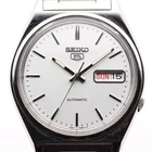 SEIKO 5 7S26-3140 Automatic Men's Watch Day-Date 36mm Silver Dial 2000 Vintage