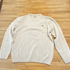 Lacoste Men's Beige Cotton Knit Argyle Crew Neck Pullover Sweater Size 5
