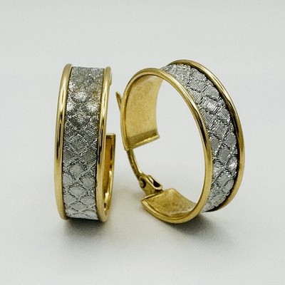 Brillante RL 14k Gelbgold Diamantschliff Struktur Scharnier Huggie Creolen
