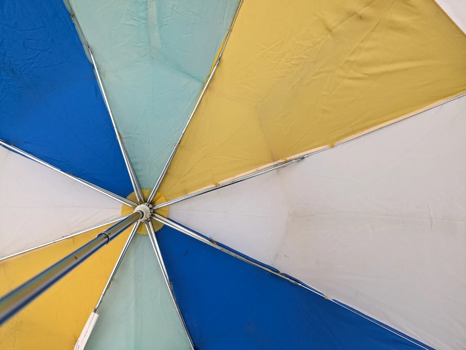 Paraguas vintage Fulton multicolor amarillo azul verde Foto 4 de 4