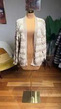 Textured Knit Beige Cardigan Sweater