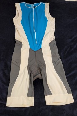 De Soto Sport Men s Tri Suit Triathlon Size Large Blue/White Gray