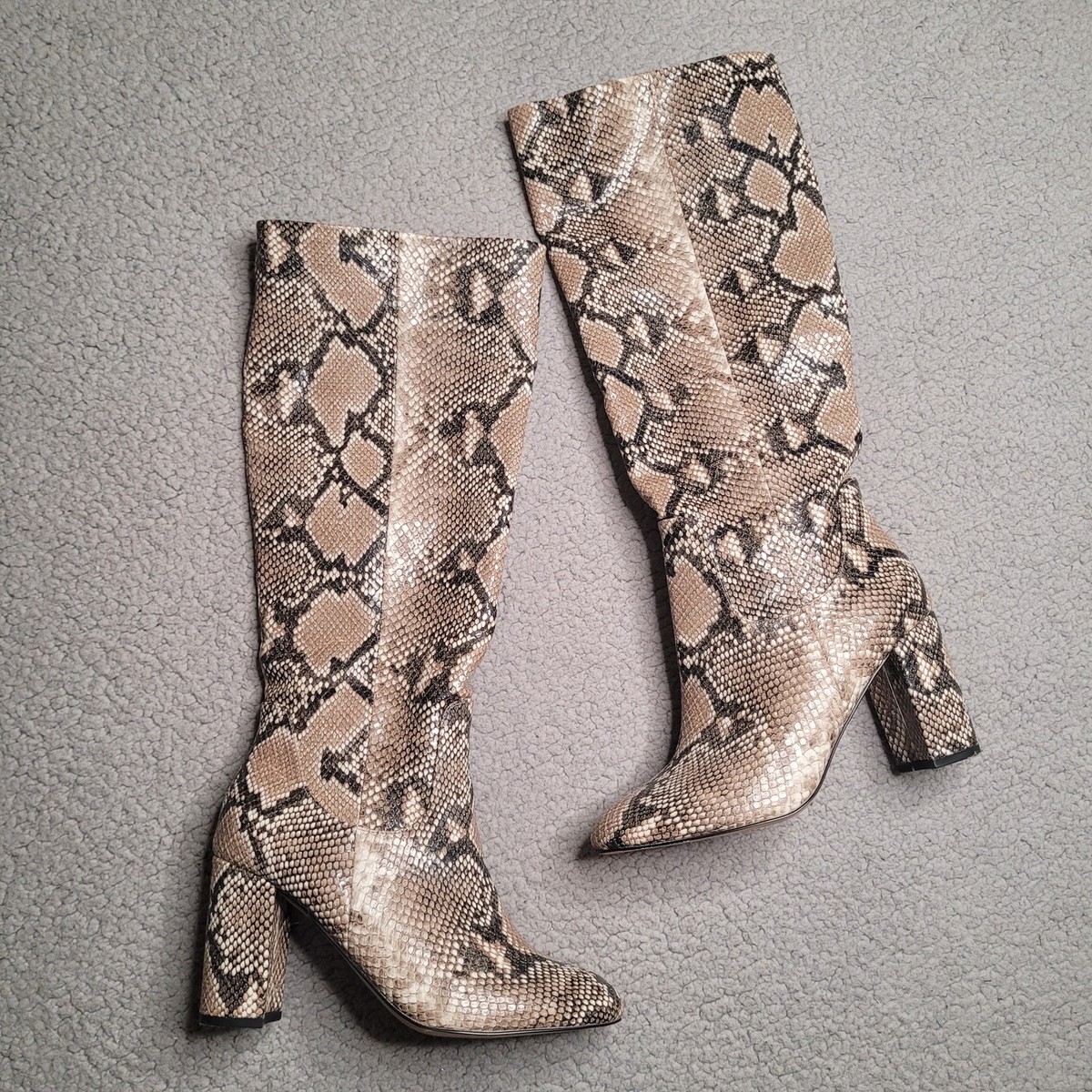 The Drop Boots Womens Tan Snakeskin Knee High Tall Zip Faux Leather  Amazon